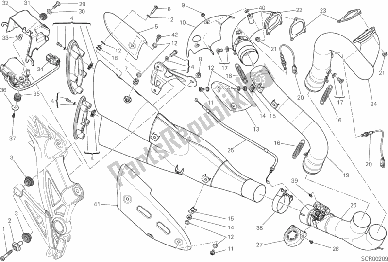 Todas as partes de Sistema De Exaustão do Ducati Diavel FL Thailand-Brasil 1200 2015